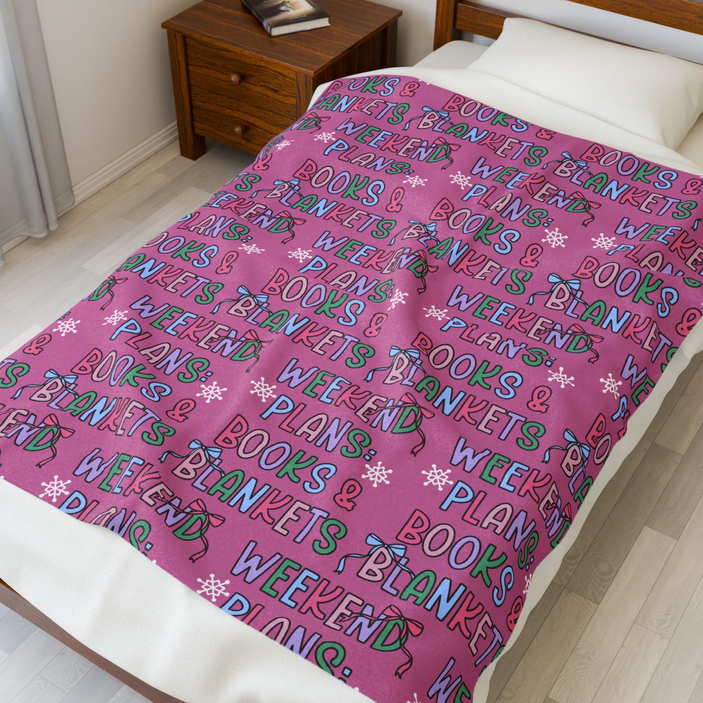 Weekend Plans: Books & Blankets Velveteen Plush Blanket (Available Online Only)