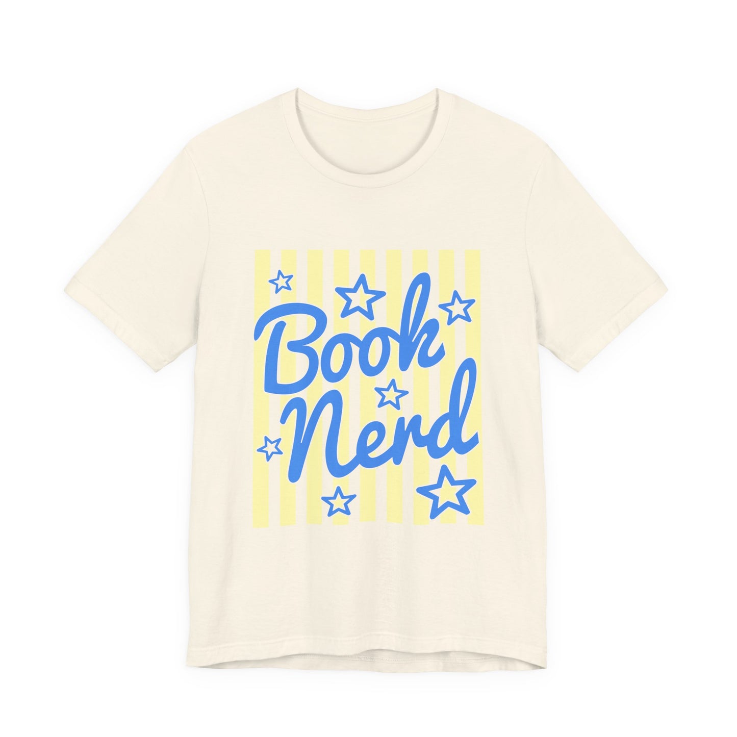 Book Nerd Coquette Tee — Blue & Yellow Literary Graphic T-Shirt