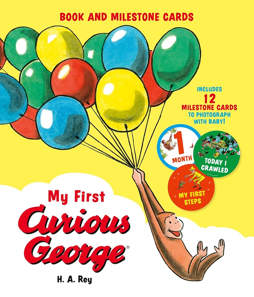 My First Curious George (Book and Milestone Cards): A Charming Board Book Featuring Curious George and Milestone Cards for Every Baby's First Year cover image