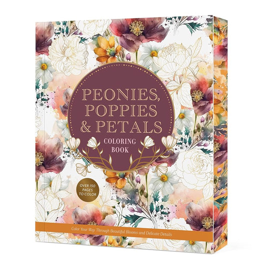 Peonies, Poppies & Petals Coloring Book: Color Your Way Through Beautiful Blooms and Delicate Details (Chartwell Deluxe Spredges Editions) cover image
