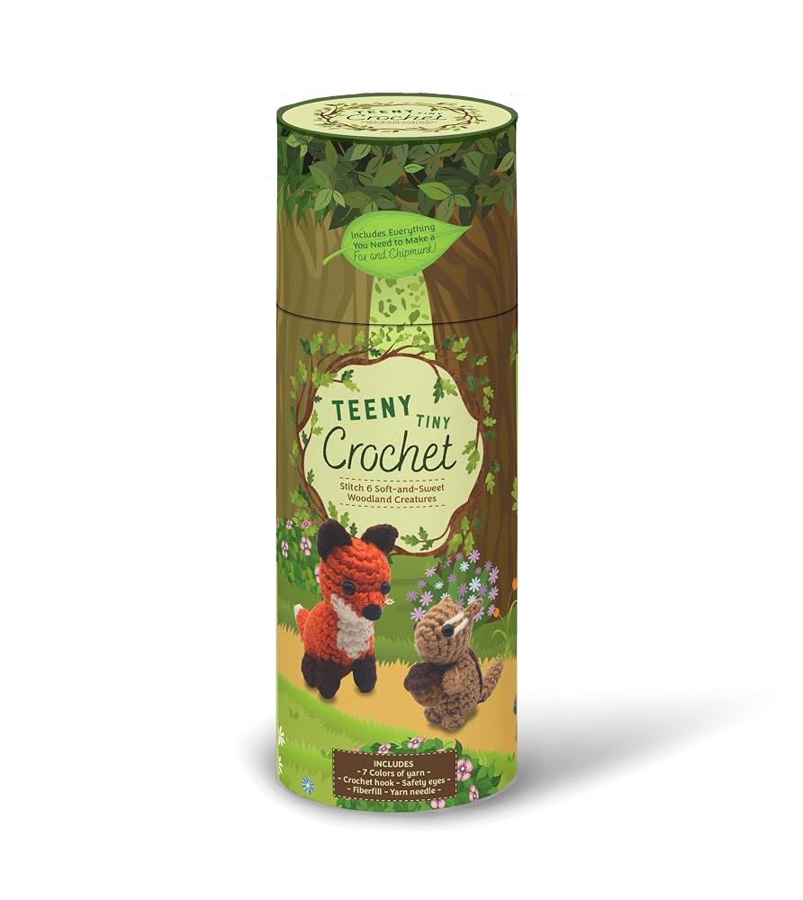 Teeny Tiny Crochet: Stitch 6 Soft-and-Sweet Woodland Creatures – Includes 7 Colors of Yarn, Crochet hook, Safety Eyes, Fiberfill, Yarn needle cover image