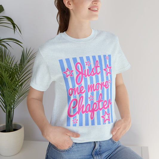 Just One More Chapter Tee — Coquette Blue & Pink Book Lover T-Shirt