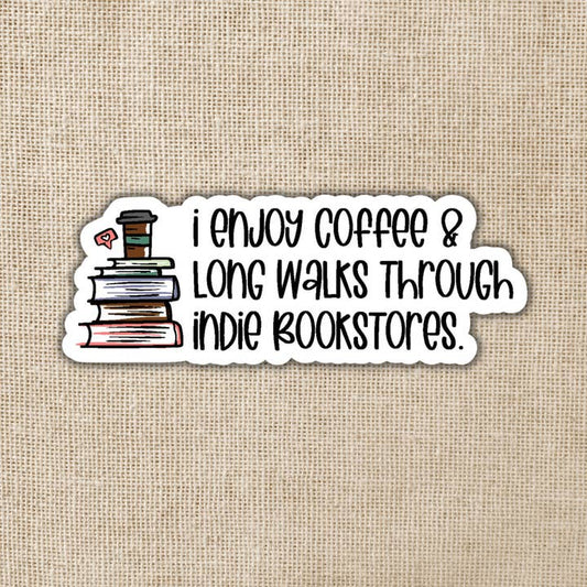 Long Walks in Indie Bookstores Sticker