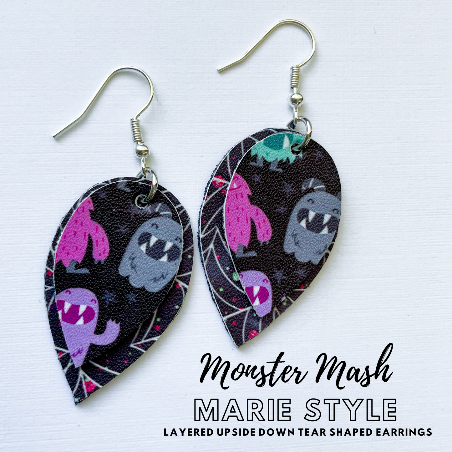 Monster Mash Earrings | Marie Style Dangle Earrings | Upside Down Layered Teardrop Shape