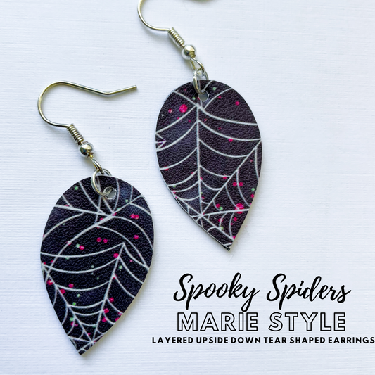 Spooky Spiders Earrings | Marie Style Dangle Earrings | Upside Down Layered Teardrop Shape