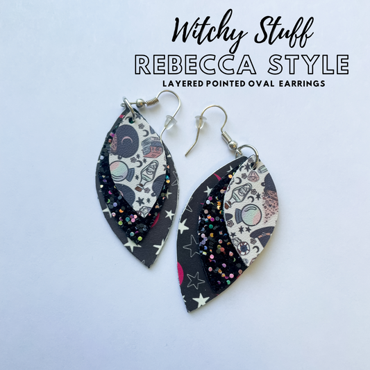 Witchy Stuff Earring Collection | Rebecca Style Dangle Earrings | Pointed Oval Shaped Hook Earrings