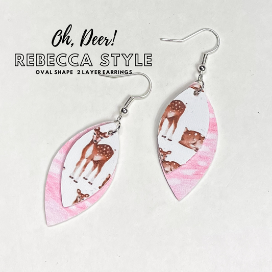 Oh, Deer! Layered Earrings | Rebecca Style Dangle Earrings | Layered Oval Shape
