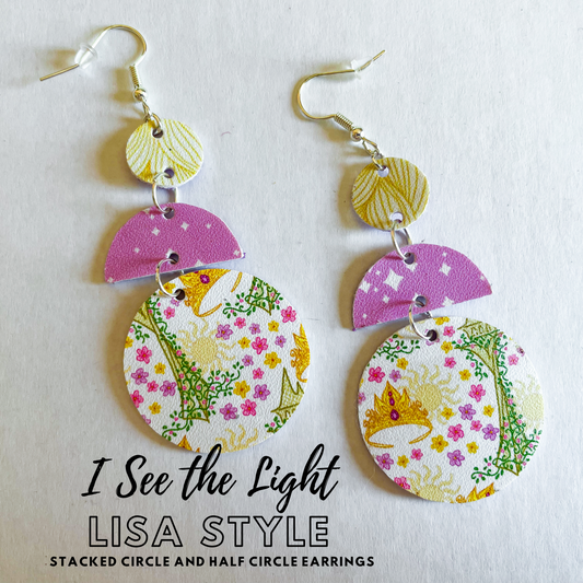 I See the Light Layered Earrings | Lisa Style Dangle Earrings | Stacked Circle and Half Circle Shapes