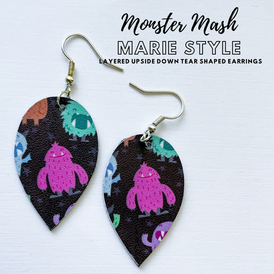 Monster Mash Earrings | Marie Style Dangle Earrings | Upside Down Layered Teardrop Shape