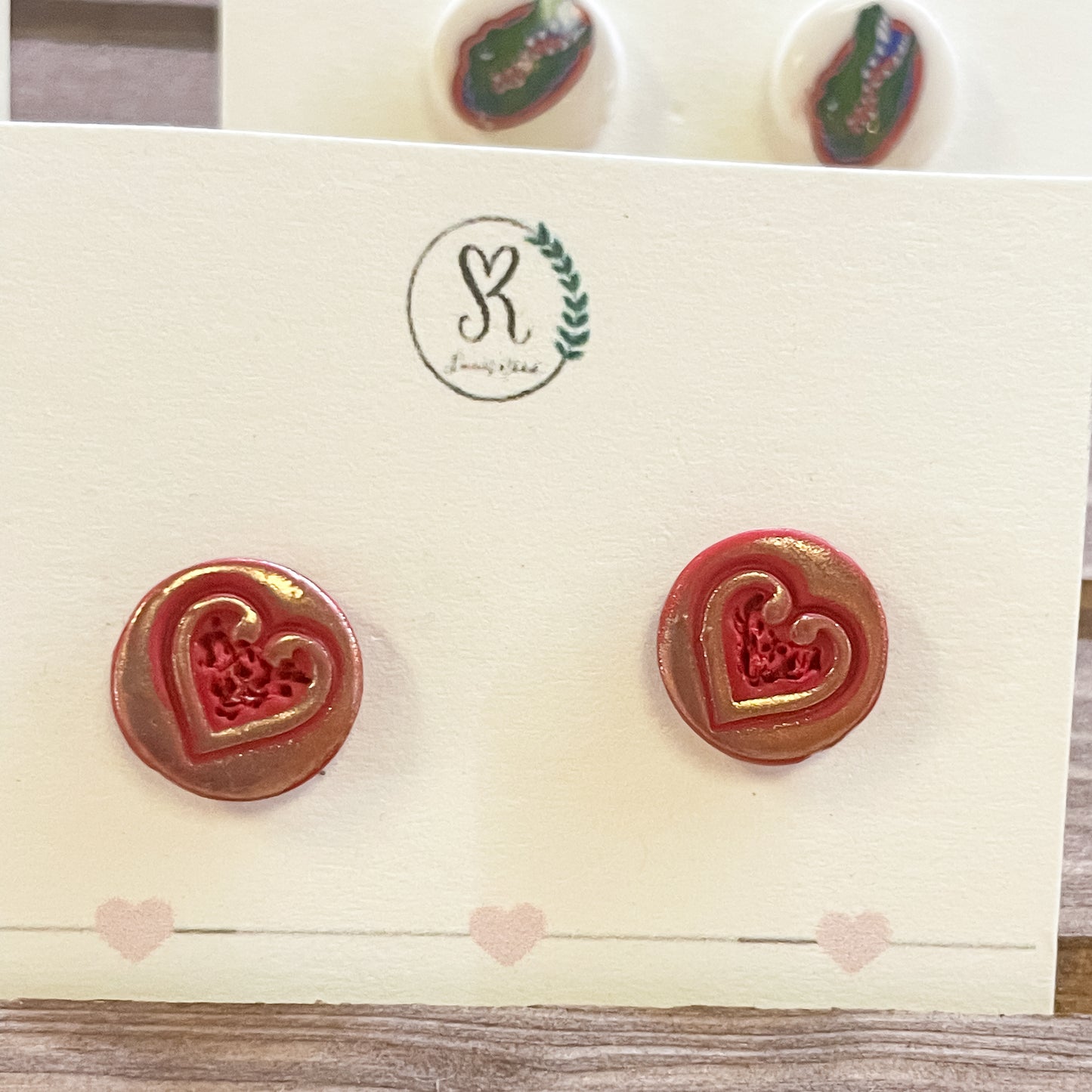 Sincerely Rebekah: Small Round Red with Hearts Studs