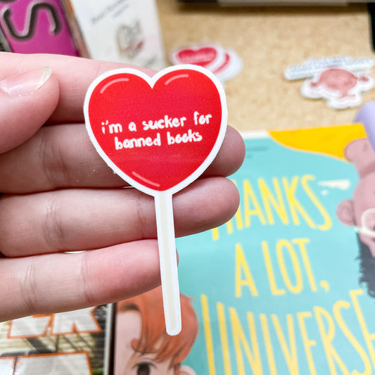 Maddie Fox (Shop Book Fox) - Sucker for Banned Books Lollipop | Bookish Stickers