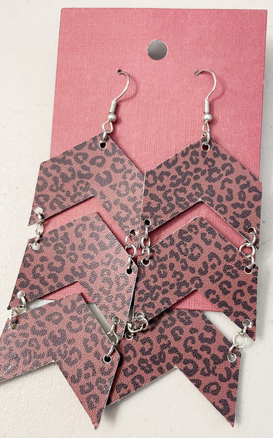 Brown Leopard Print Earrings | Sophie Style Dangle Earrings | Chevron Arrow Style Earrings