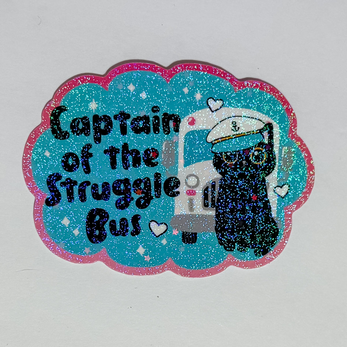 Captain of the Struggle Bus Sparkle Waterproof, Weatherproof Sticker