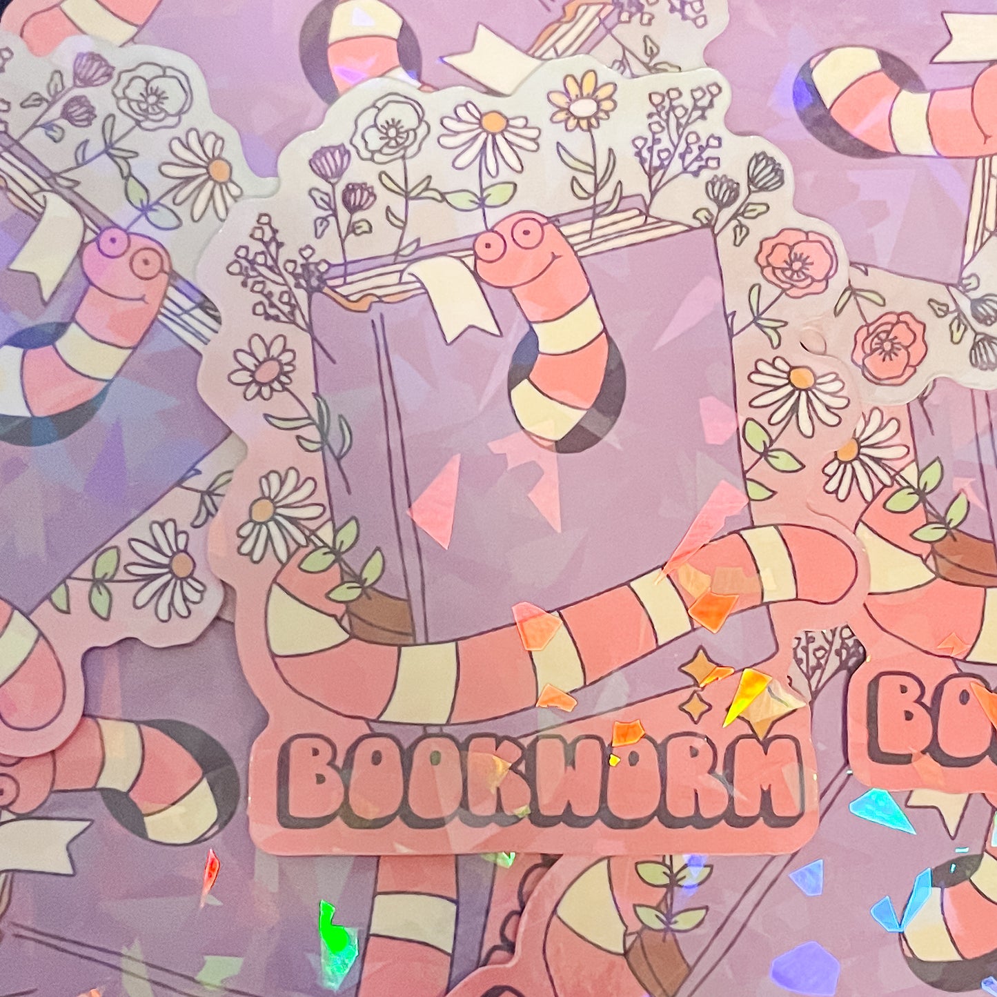 Bookworm - Holographic Sticker