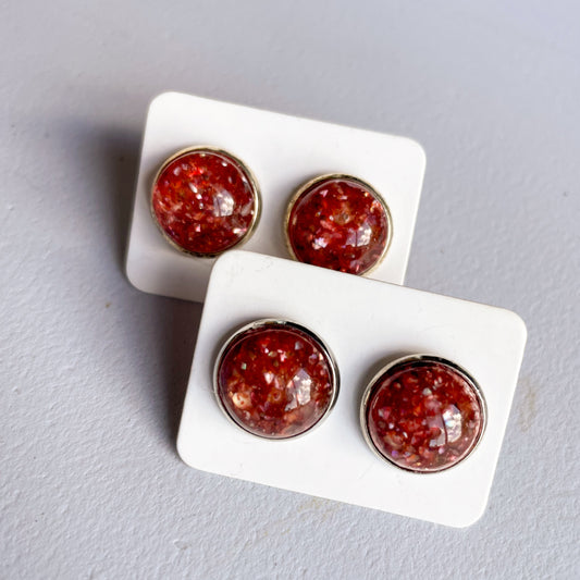 Burnt Orange Shattered Opal Katelyn Style Earrings |12 MM Round Studs | Round Stud Earrings