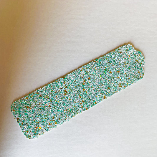 Aqua and gold Chunky Glitter Canvas Bookmark | Faux Vegan Leather Bookmarks