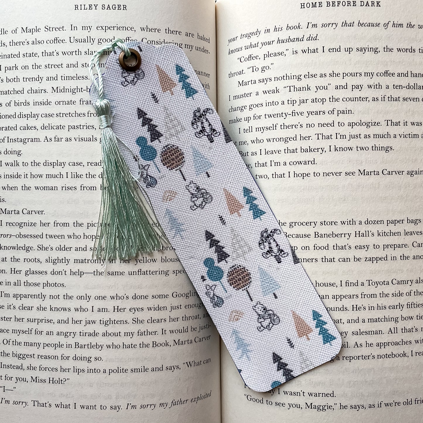 White and Blue Pooh and Friends Faux Leather Bookmark | Faux Vegan Leather Bookmarks