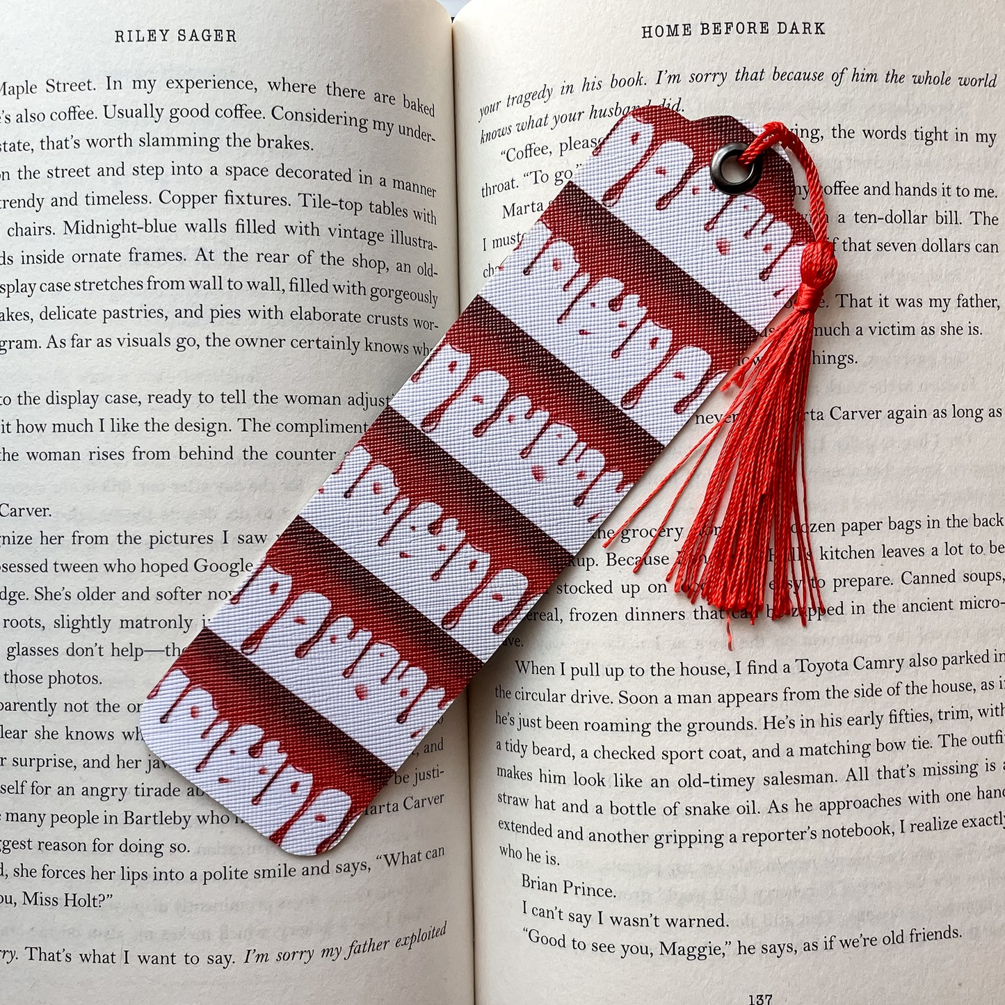 Dripping Blood Lines Faux Leather Bookmark | Faux Vegan Leather Bookmarks