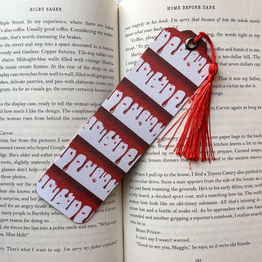 Dripping Blood Lines Faux Leather Bookmark | Faux Vegan Leather Bookmarks