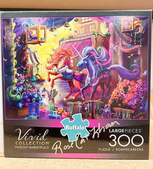 Rose Khan : Twilight Marketplace 300 Piece Puzzle, Signed by the Artist