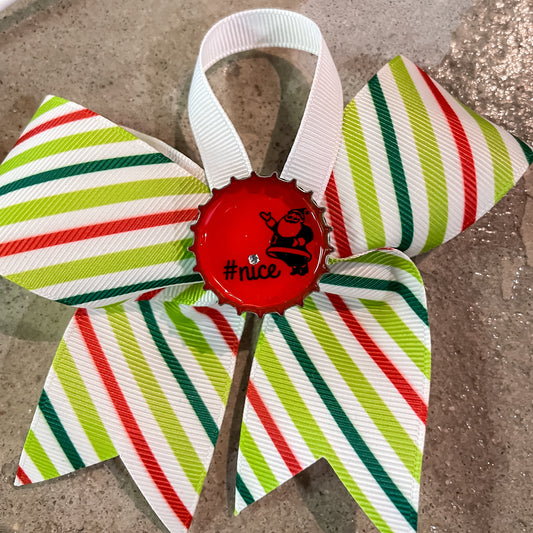From Steph: #Nice, Green Stripes Pattern Ribbon Ornament