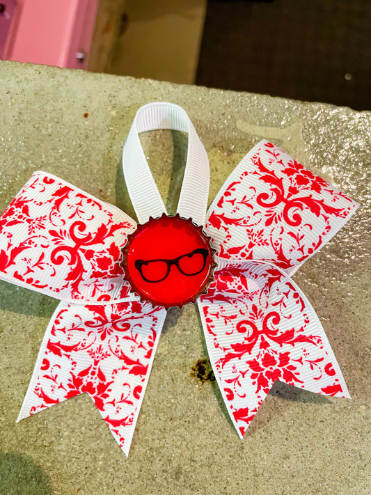 From Steph: Red Glasses Ribbon Ornament