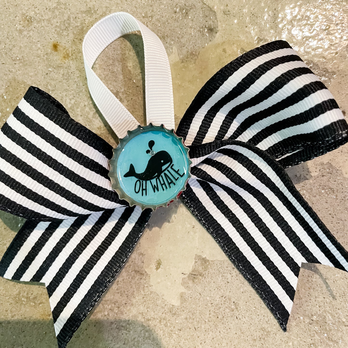 From Steph: Oh Whale Black & White Ribbon Ornament