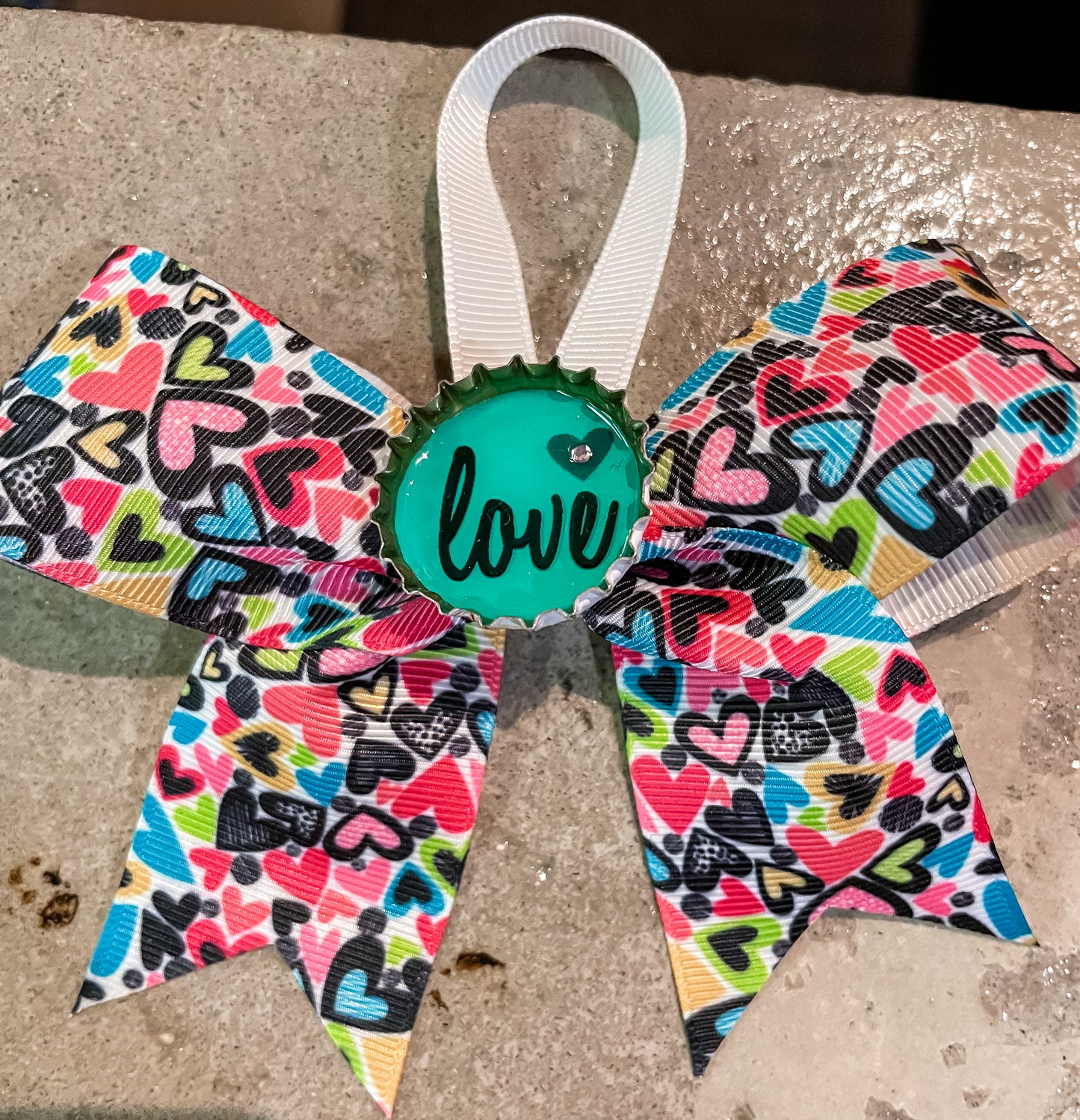 From Steph: Love in Green, Heart Pattern Ribbon Ornament