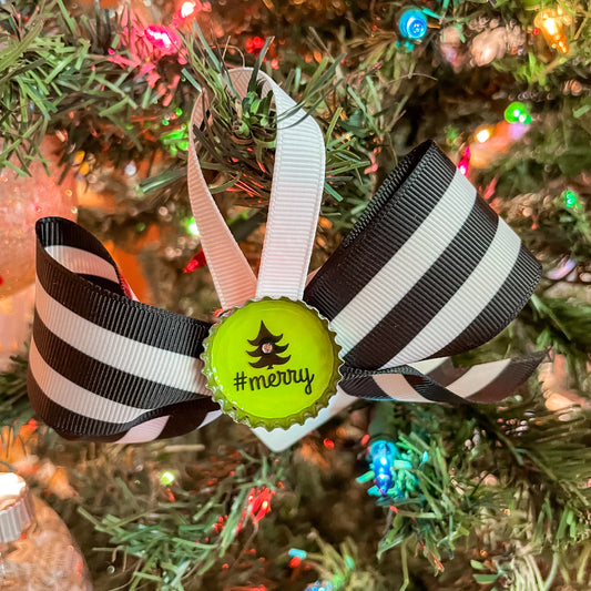 From Steph: #Merry Black & White Ribbon Ornament