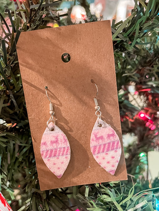 Pink Sweater Christmas Rebecca Style 2 Layer Dangle Earrings |Rebecca Style Dangle Earrings | Layered Oval Shape