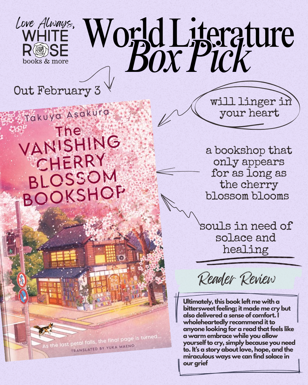 World Literature Subscription Box: February Selection: The Vanishing Cherry Blossom Bookshop by Takuya Asakura, Yuka Maeno (Translated by)