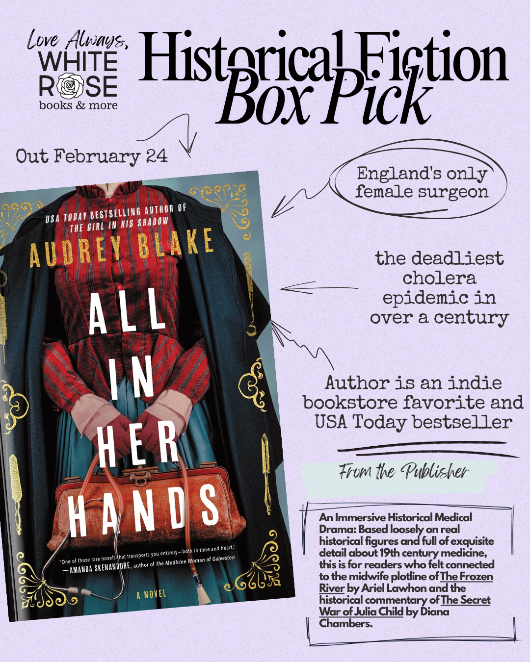 Historical Fiction Subscription Box: February Selection: All in Her Hands: A Novel by Audrey Blake