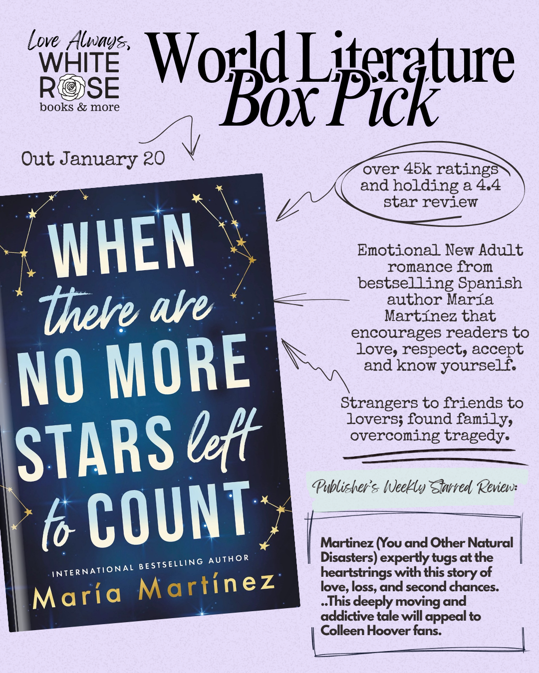 World Literature Subscription Box: January Selection: When There Are No More Stars Left to Count by María Martínez