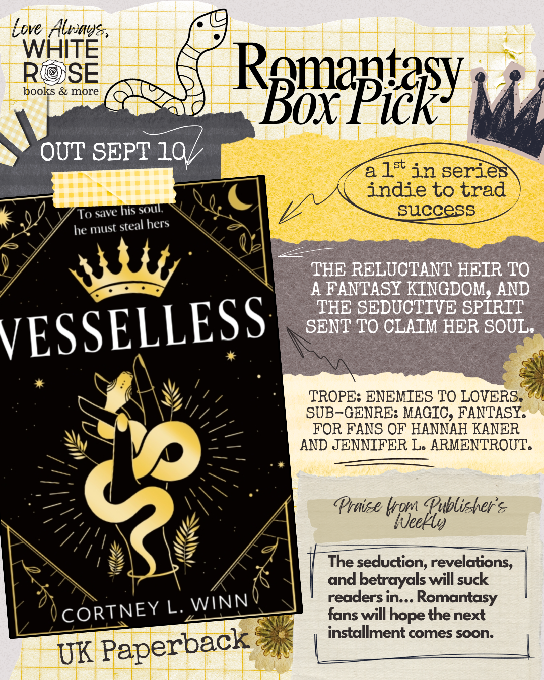 Romantasy Subscription Box: SEPTEMBER SELECTION: Vesselless by Cortney L Winn