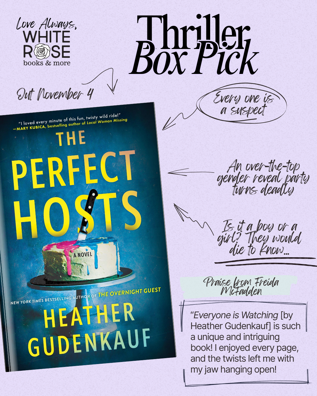 Thriller Subscription Box: November Selection: The Perfect Hosts: A Novel by Heather Gudenkauf