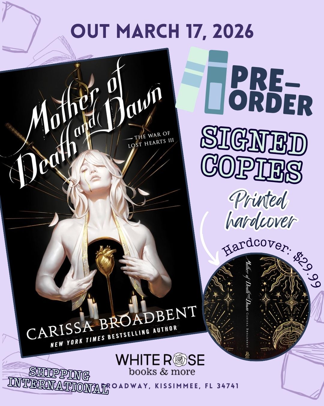 Pre-Order: Mother of Death and Dawn (The War of Lost Hearts, 3) by Carissa Broadbent (SIGNED)