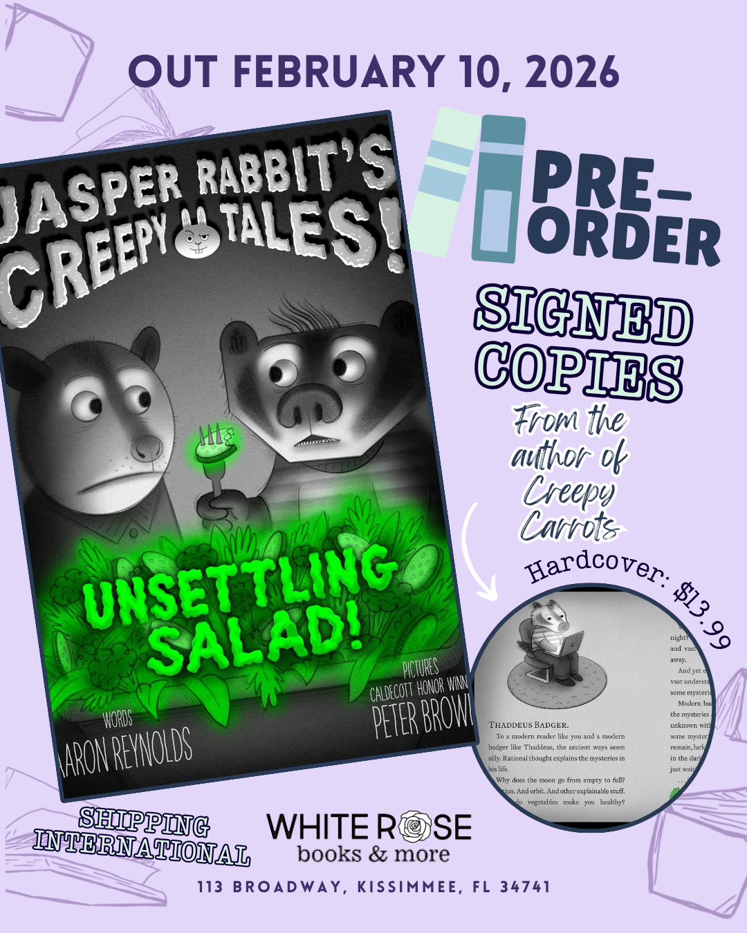 Pre-Order: Unsettling Salad! (Jasper Rabbit's Creepy Tales!) by Aaron Reynolds, Peter Brown