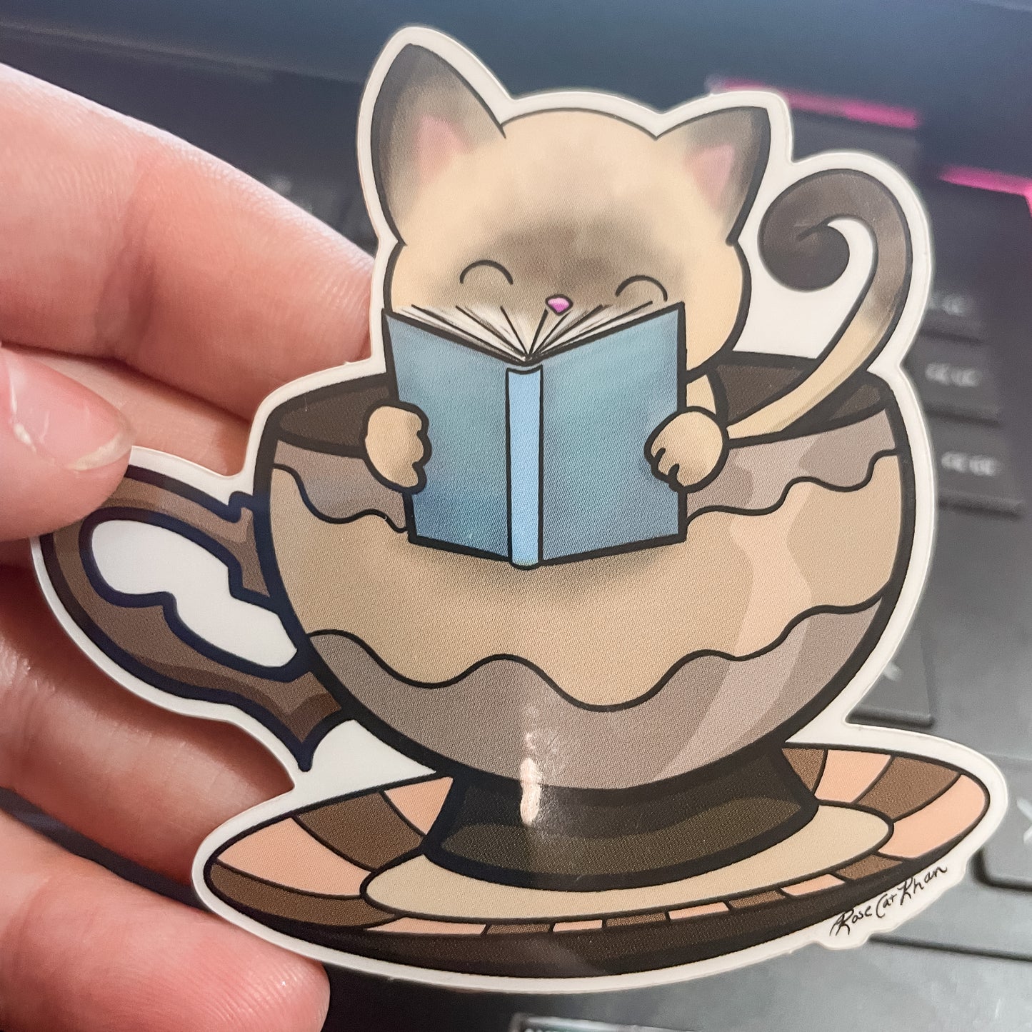 Rose Khan: Brown Kitty in a Tea Cup Cat
