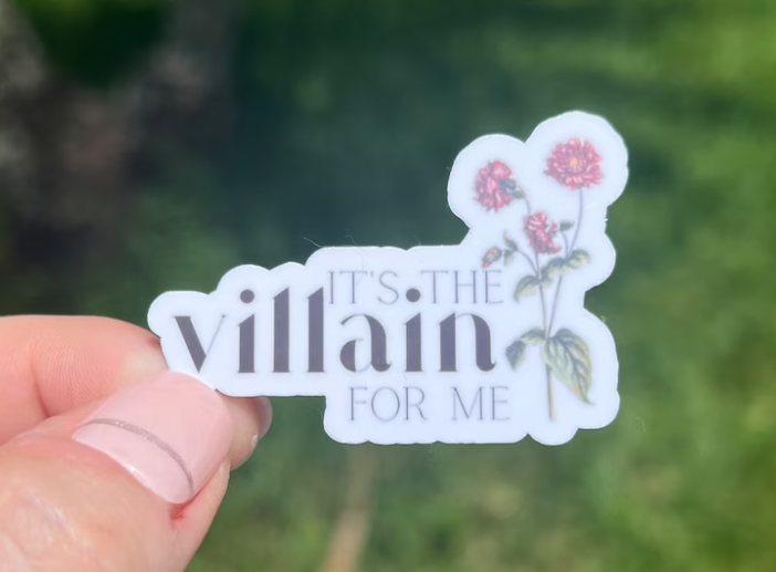 Maddie Fox (Shop Book Fox) It’s The Villain For Me | Bookish Stickers | Romance Reader Sticker | Waterproof Sticker | Laptop and Kindle Sticker | 1.98”x1.38”
