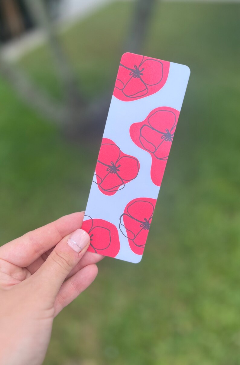 Maddie Fox (Shop Book Fox) Red Poppy Bookish Themed Bookmark | Bookish Gifts | Reader Gifts | Bookmarks | 2”x6”