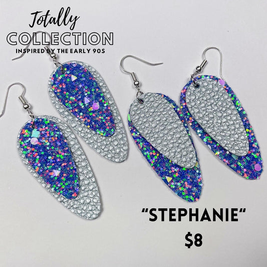 Blue and Silver Totally 90s | Stephanie Style Dangle Earrings | Layered Ovoid/Oval Shape