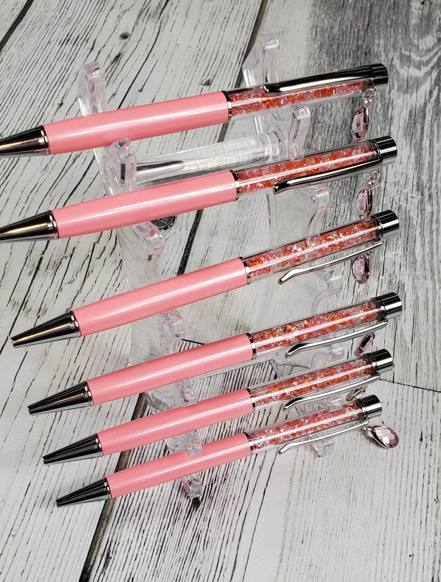 Jewel Filled Pens- Pink with Teardrop Gem