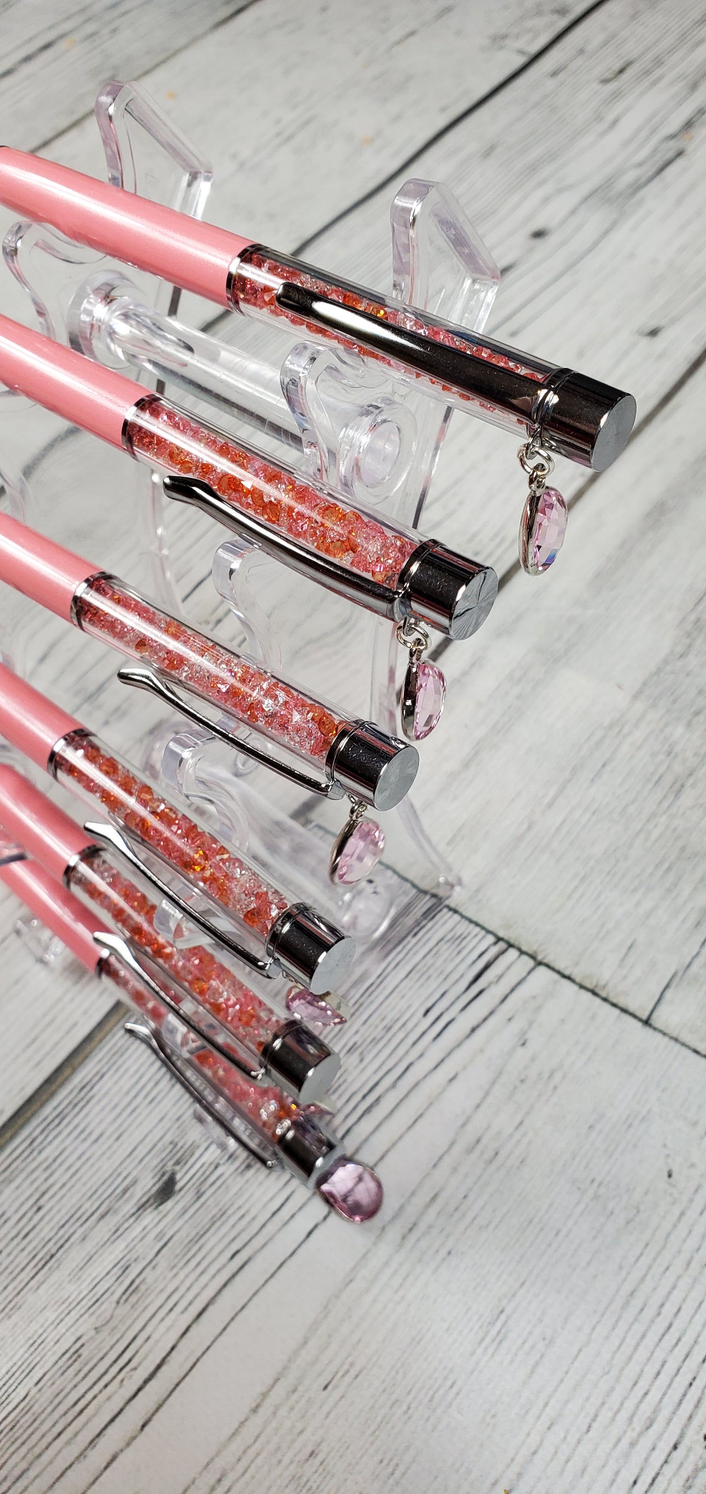 Jewel Filled Pens- Pink with Teardrop Gem