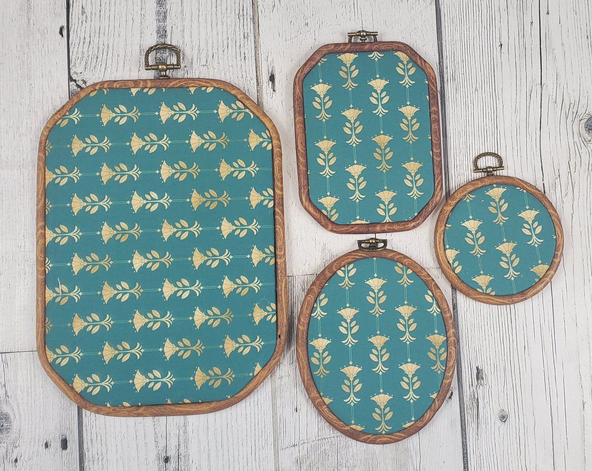 Deco/Roaring 20's Pin Hoop - Aqua and Gold Pattern - bibliophileprints