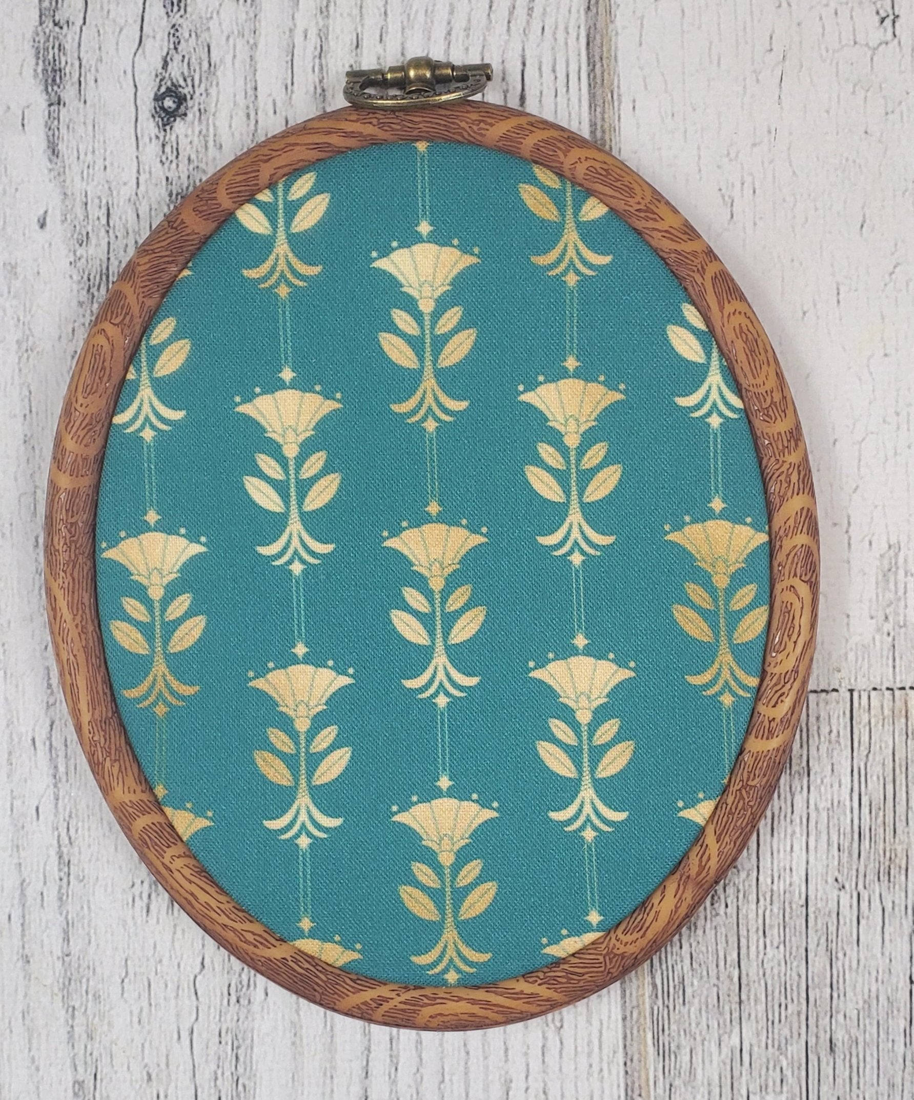Deco/Roaring 20's Pin Hoop - Aqua and Gold Pattern - bibliophileprints