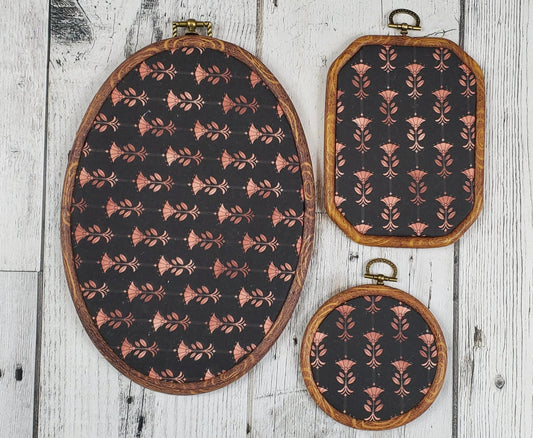Deco/Roaring 20's Pin Hoop - Black and Rose Gold Pattern - bibliophileprints