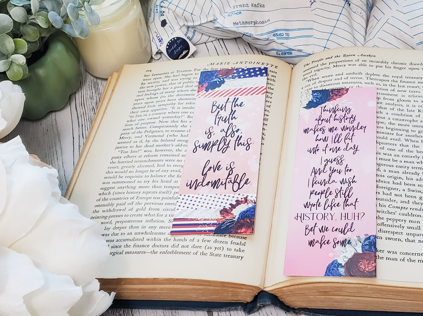 Red, White & Royal Blue Double Sided Bookmark - bibliophileprints