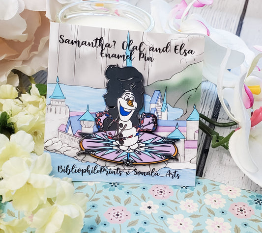 Olaf and Elsa "Samantha?" Enamel Pin - bibliophileprints