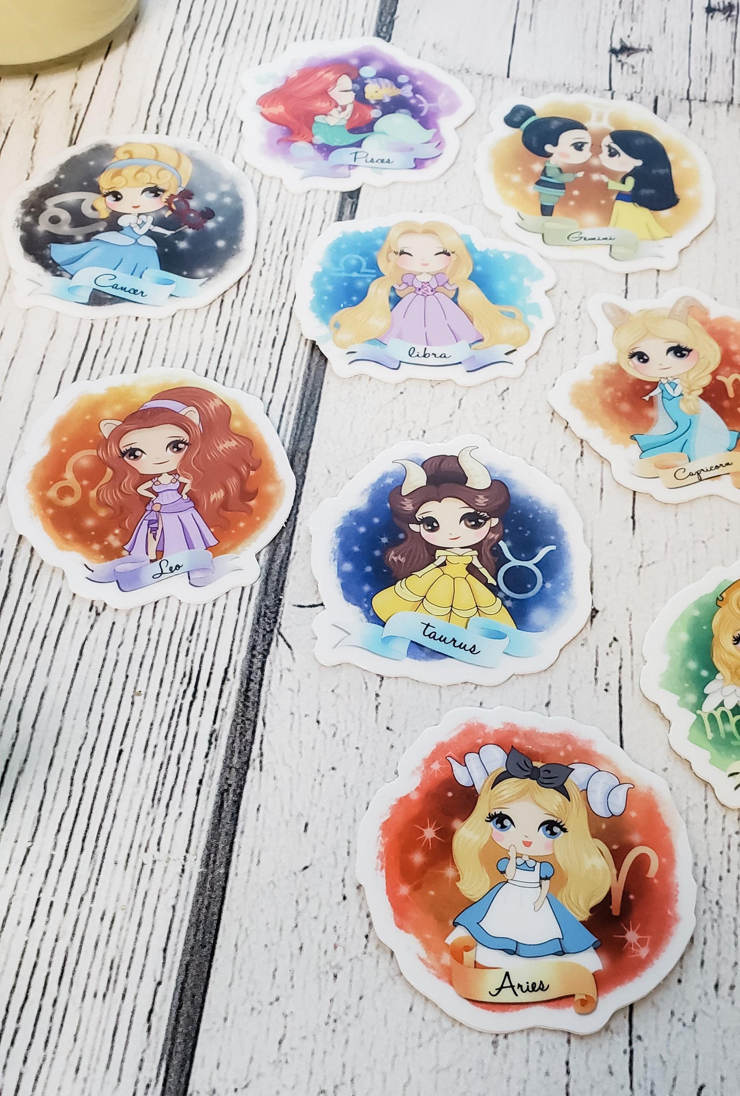 Zodiac Princesses Vinyl Stickers - bibliophileprints