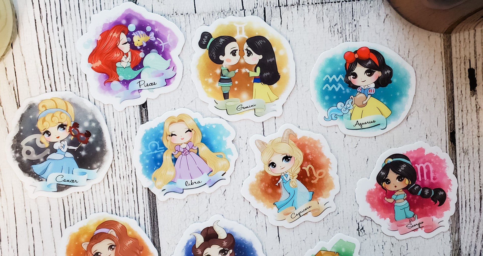 Zodiac Princesses Vinyl Stickers - bibliophileprints